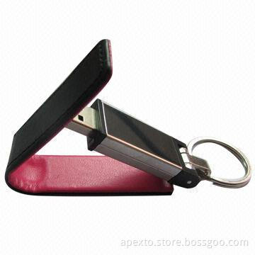 Leather USB Flash Drive, 8 to 15Mbps Reading Speed, 3 to 8Mbps Writing Speed, Logo Printed Free